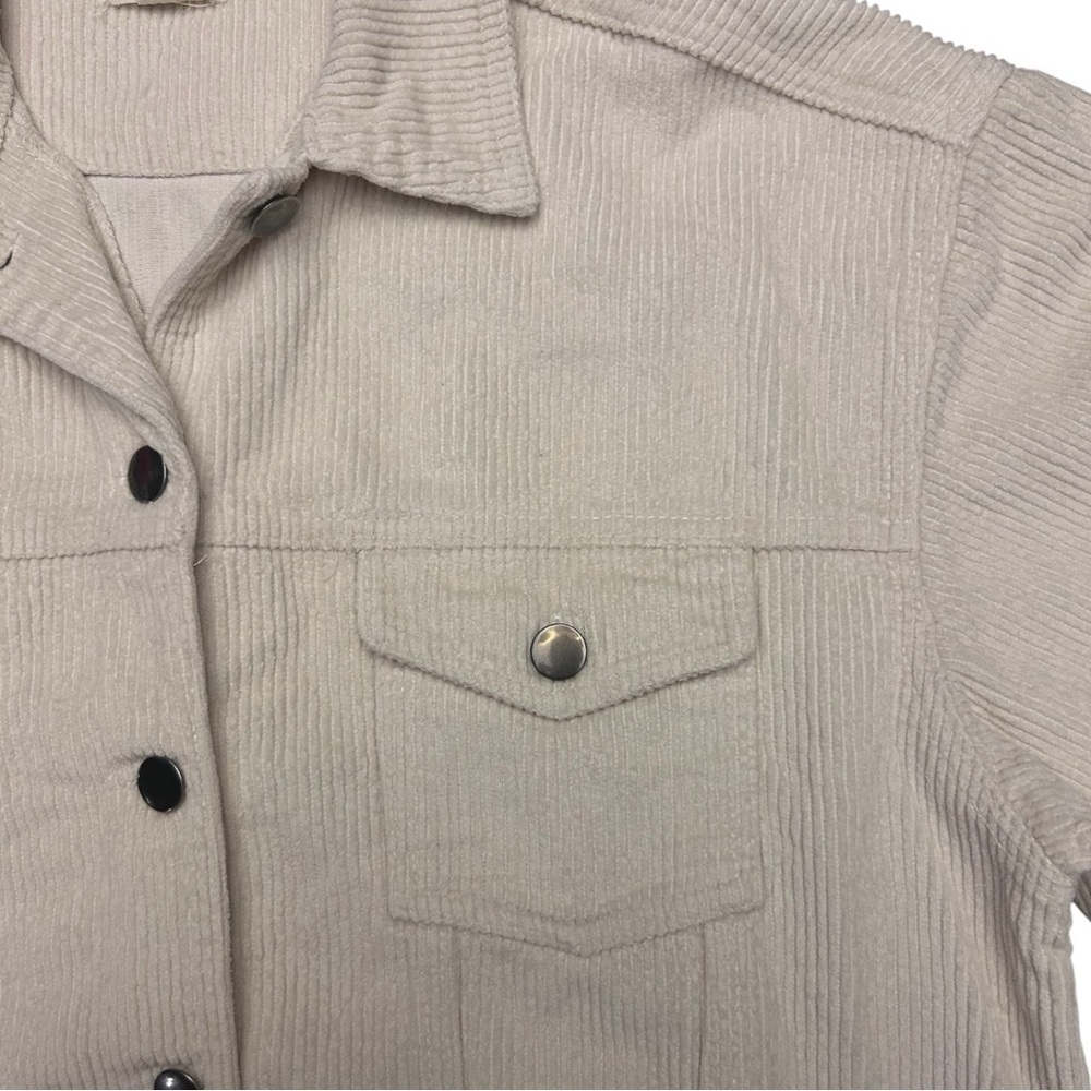 POL Women's Beige Corduroy Utility Jacket Oversized Raw Frayed Hem Jacket Size L - Picture 6 of 13